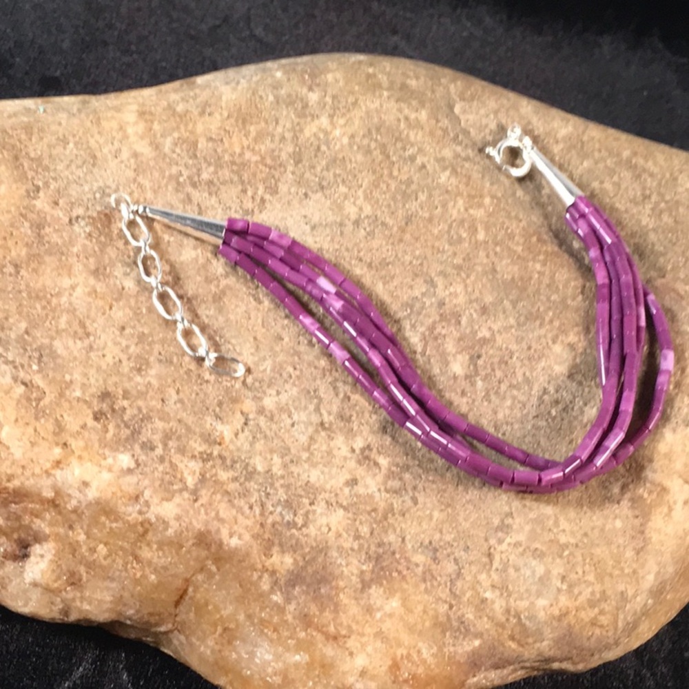 Sterling Silver 5 Strand Sugilite bracelet 8” - Picture 3 of 8
